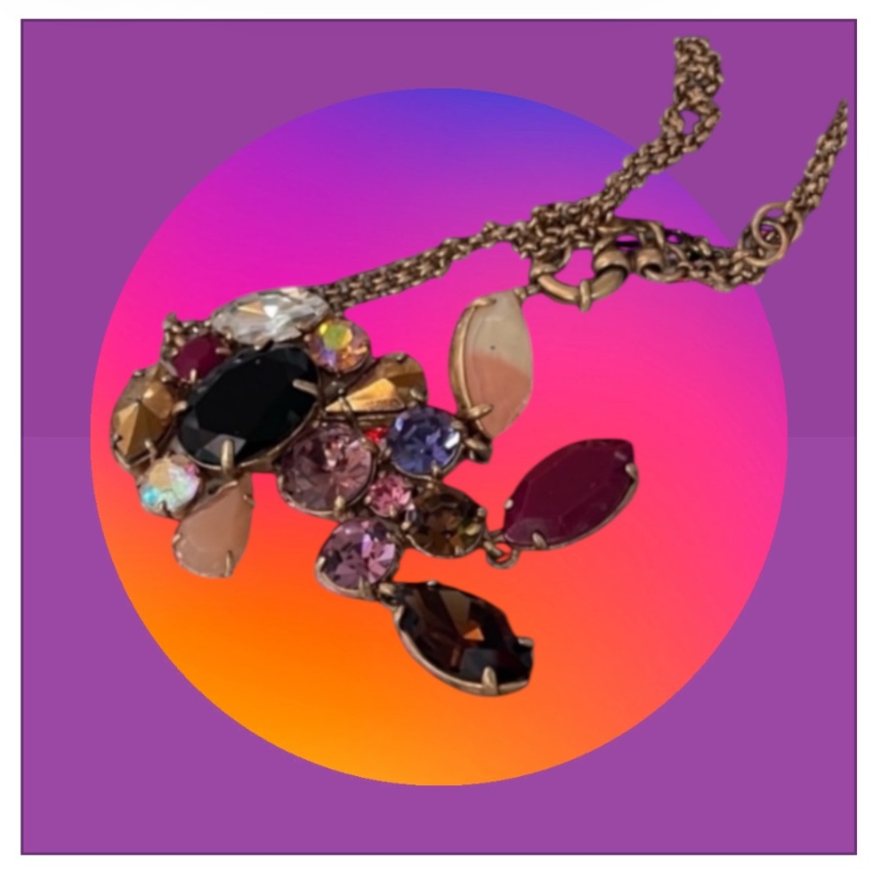J Crew Iridescent Creme Brûlée Purple Crystal Pedant